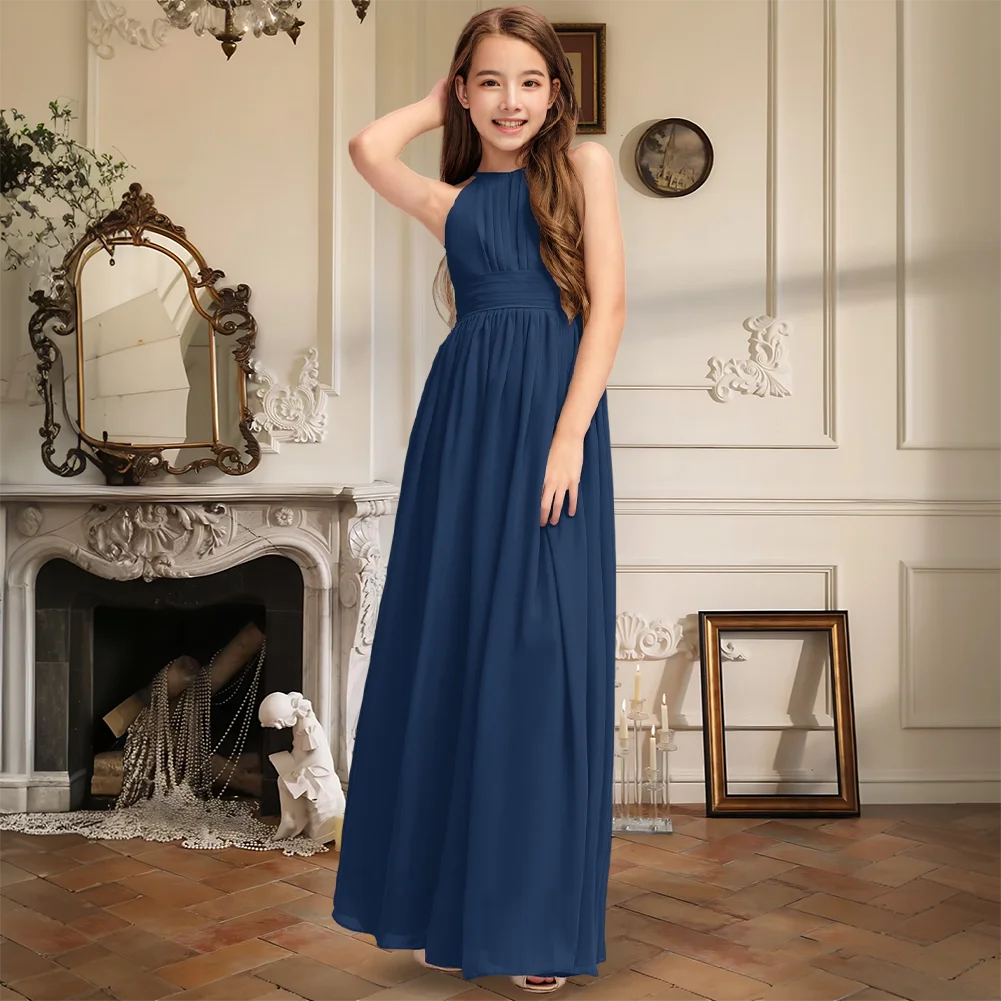 Elegant Junior Bridesmaid Dress Chiffon Halter Floor-Length Flower Girl Gown A Line Pleated Skirt Girls Formal Occasion Wedding
Elegant Junior Bridesmaid Dress Chiffon Halter Floor-Length Flower Girl Gown A Line Pleated Skirt Girls Formal Occasion Wedding
