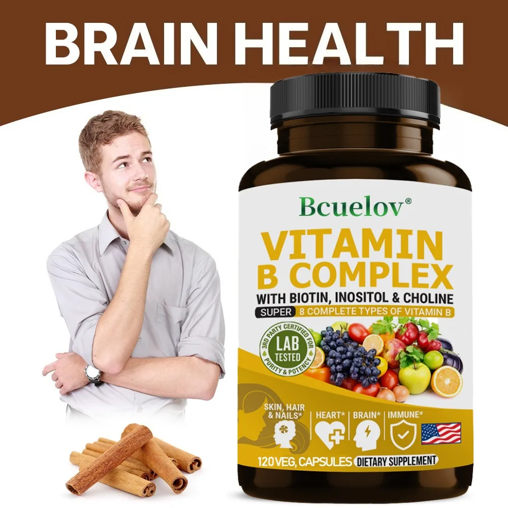 B Vitamins Capsules with Folic Acid and Biotin, Reduces Stress, Maintains Better Mood, Supports Nervous System Health and Energy
B Vitamins Capsules with Folic Acid and Biotin, Reduces Stress, Maintains Better Mood, Supports Nervous System Health and Energy