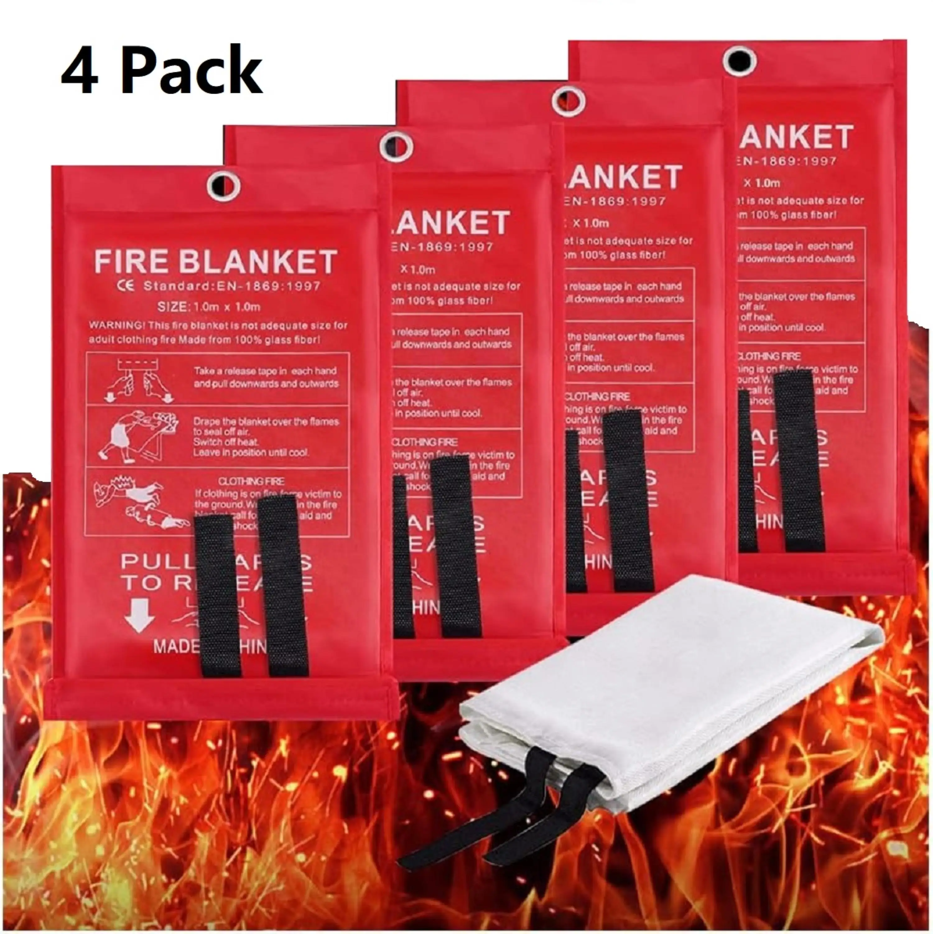 Emergency Fire Blanket - 4 Pack - Fire Suppression for Kitchen, 40” x 40” Fiberglass Fire Blanket for Home,Reusable
Emergency Fire Blanket - 4 Pack - Fire Suppression for Kitchen, 40” x 40” Fiberglass Fire Blanket for Home,Reusable