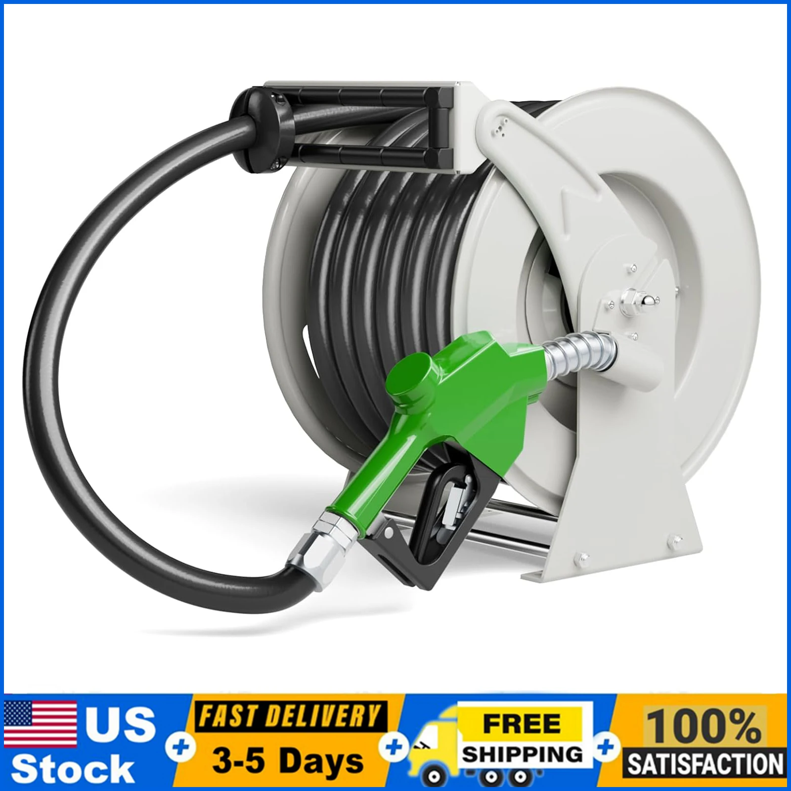 Fuel Hose Reel 1 Inch x 50ft with Fueling Nozzle, Diesel Fuel Hose Reel 300PSI for Ship Vehicle Tank Truck Trailer Cart, Silver
Fuel Hose Reel 1 Inch x 50ft with Fueling Nozzle, Diesel Fuel Hose Reel 300PSI for Ship Vehicle Tank Truck Trailer Cart, Silver