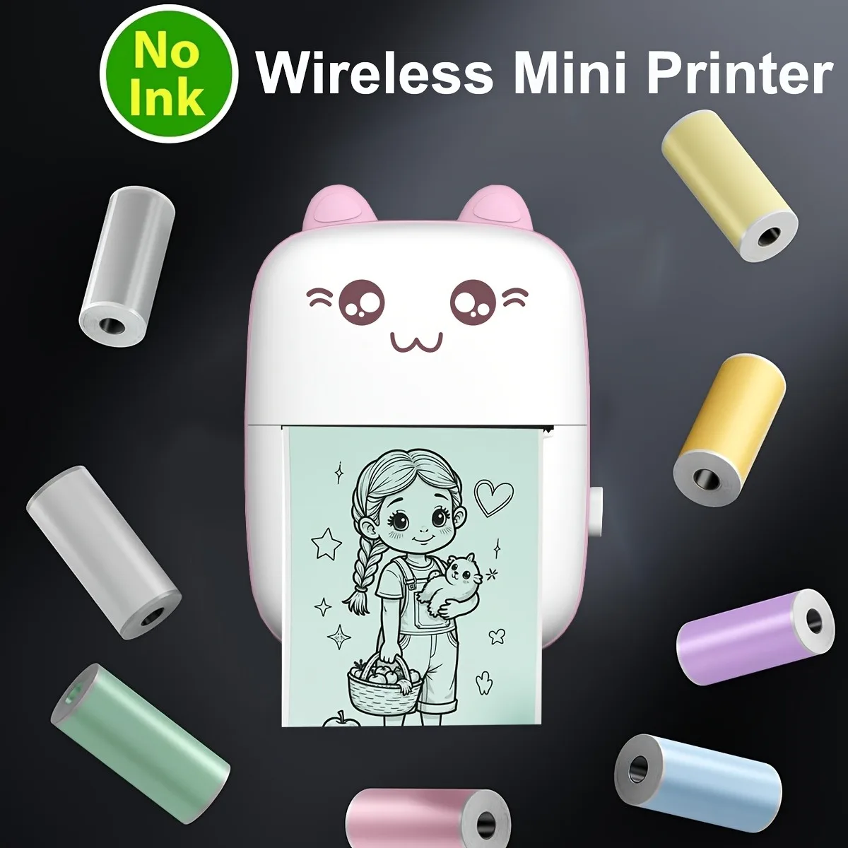 Portable Pocket Mini Printer with 5 Sticker Rolls, 6 Color Papers, 5 Thermal Papers & 1 Label Paper, Mobile Connected Ink-Free
Portable Pocket Mini Printer with 5 Sticker Rolls, 6 Color Papers, 5 Thermal Papers & 1 Label Paper, Mobile Connected Ink-Free