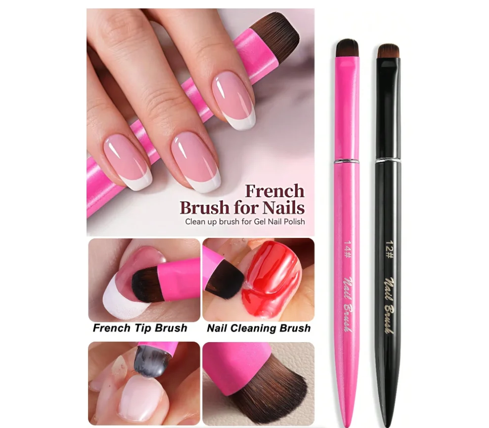 2Pcs French Manicure Brush Set, 3-In-1 Nail Brush For Gel And Acrylic Nails - Nylon Bristles, Precise Cleaning And Nail Pol
2Pcs French Manicure Brush Set, 3-In-1 Nail Brush For Gel And Acrylic Nails - Nylon Bristles, Precise Cleaning And Nail Pol