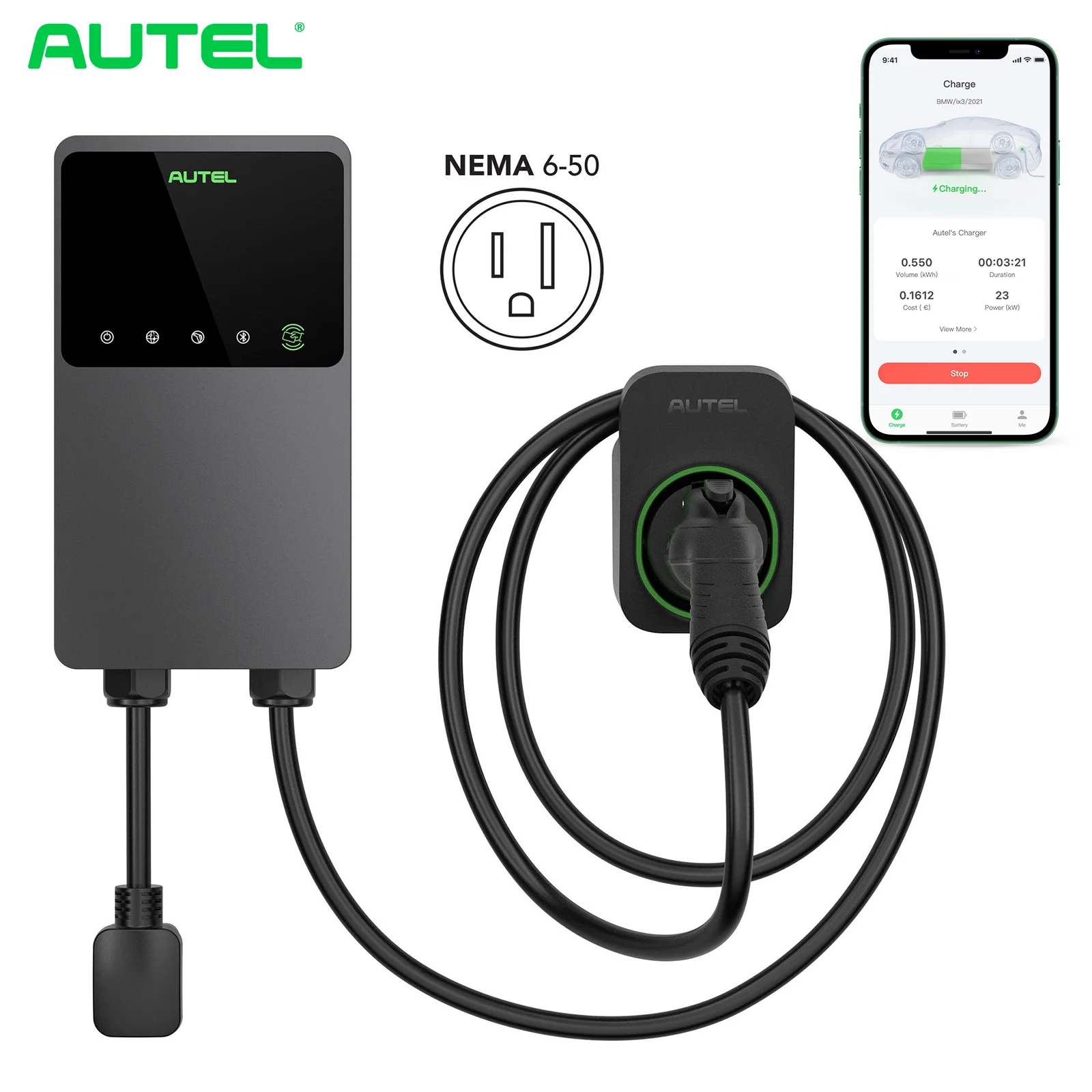 Autel RFID WIFI Enable 40A 240V 10KW Smart EV Charger Level 2 for Home Type 1 J1772 Electric Vehicle Charging Station NEMA 6-50
Autel RFID WIFI Enable 40A 240V 10KW Smart EV Charger Level 2 for Home Type 1 J1772 Electric Vehicle Charging Station NEMA 6-50