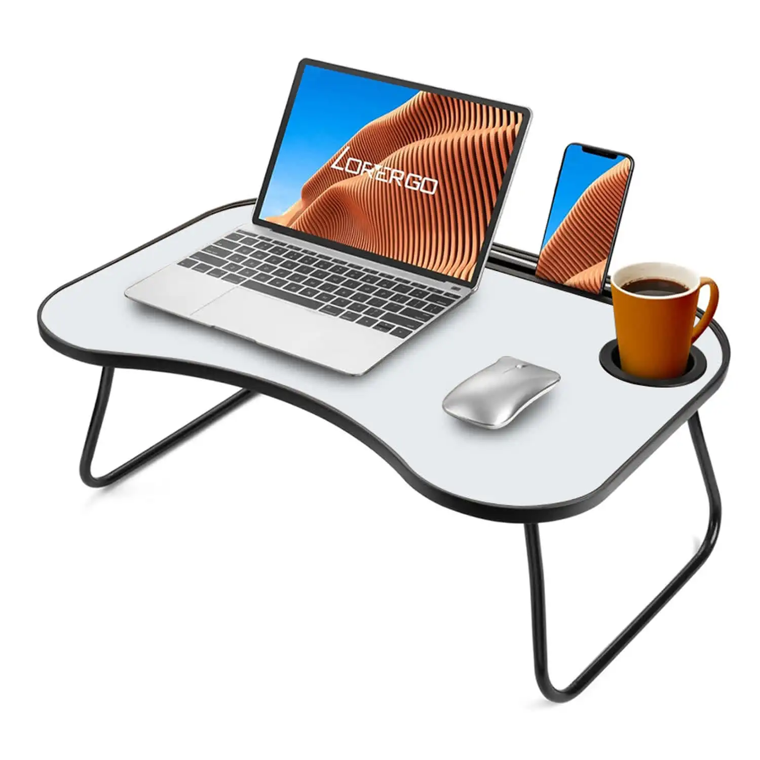 Portable Laptop Desk, Gray and WhiteConstruction, Foldable Design Matte Metal and Wood with Cup Holder, 26.5 x 18.5 Inches, for
Portable Laptop Desk, Gray and WhiteConstruction, Foldable Design Matte Metal and Wood with Cup Holder, 26.5 x 18.5 Inches, for