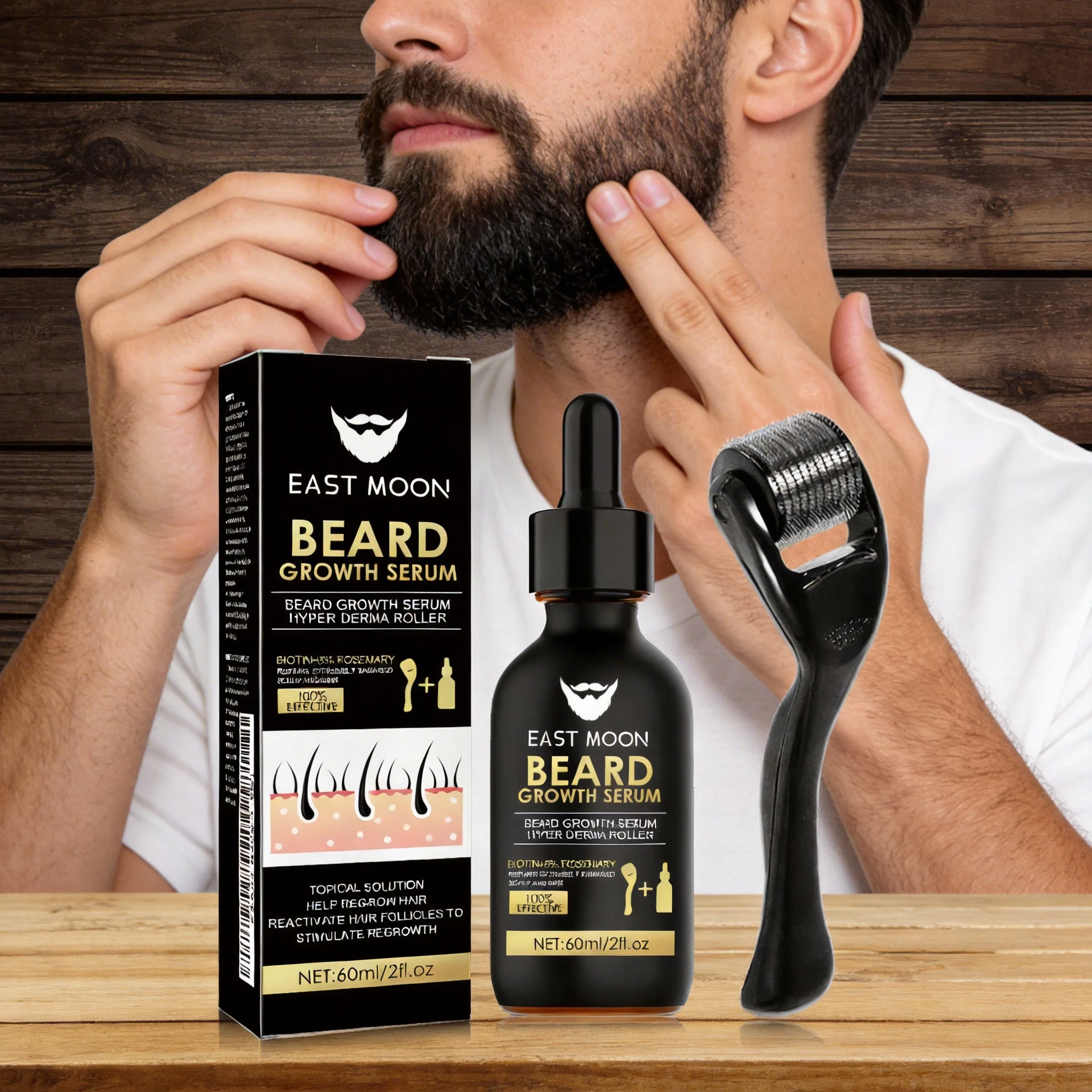 EAST MOON 60ml Beard Growth Serum Men Essence Care Moisturizes Nourishes Roots Strengthens Beard For Thicker Fuller Softer Hair
EAST MOON 60ml Beard Growth Serum Men Essence Care Moisturizes Nourishes Roots Strengthens Beard For Thicker Fuller Softer Hair