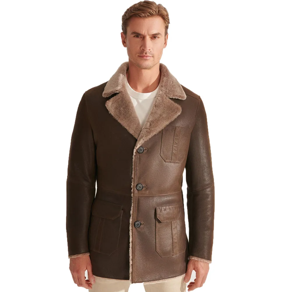 Denny&Dora Mens Khaki Leather Coats Mid-Length Sheepskin Coat For Men Sheepskin Shearling Jacket For Men
Denny&Dora Mens Khaki Leather Coats Mid-Length Sheepskin Coat For Men Sheepskin Shearling Jacket For Men