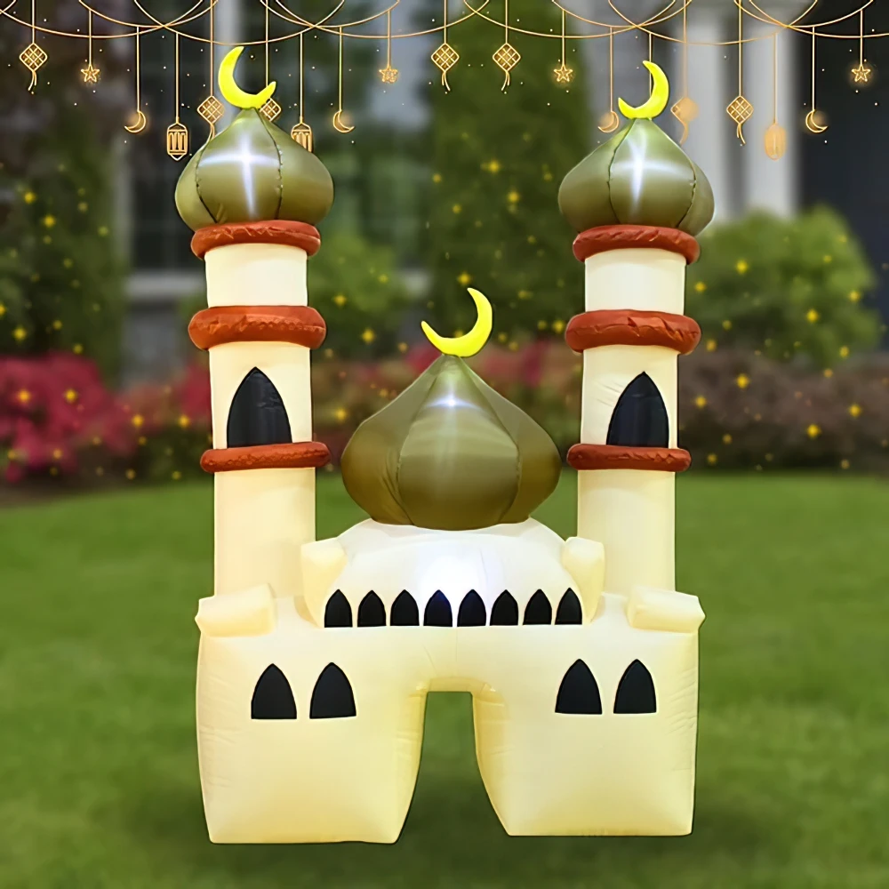 Inflatable Eid Mubarak Mosque Inflatable Decoration Built in LED Light Outdoor Muslim Ramadan Home Decoration
Inflatable Eid Mubarak Mosque Inflatable Decoration Built in LED Light Outdoor Muslim Ramadan Home Decoration