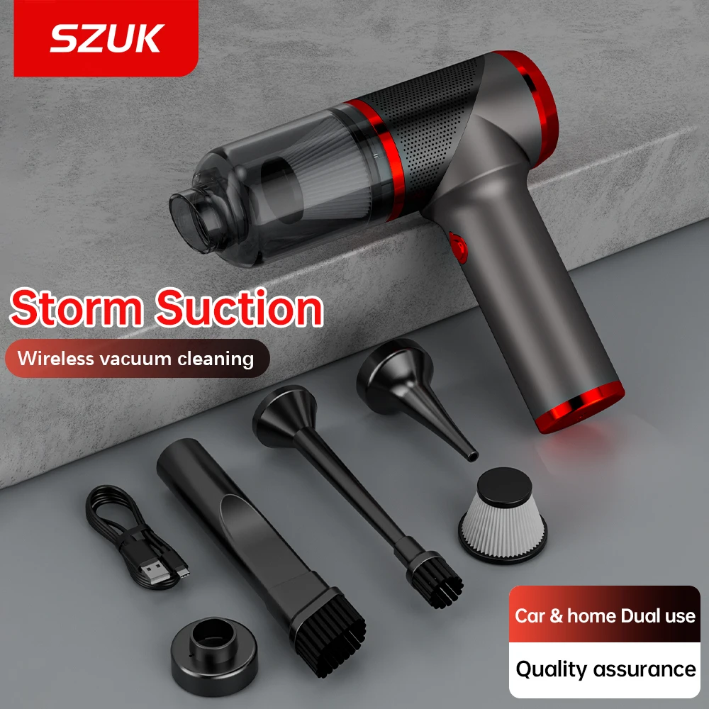 SZUK Car Vacuum Cleaner Powerful Wireless Cleaning Machine Strong Suction Handheld Mini Vacuum Cleaner for Car Office and Home
SZUK Car Vacuum Cleaner Powerful Wireless Cleaning Machine Strong Suction Handheld Mini Vacuum Cleaner for Car Office and Home