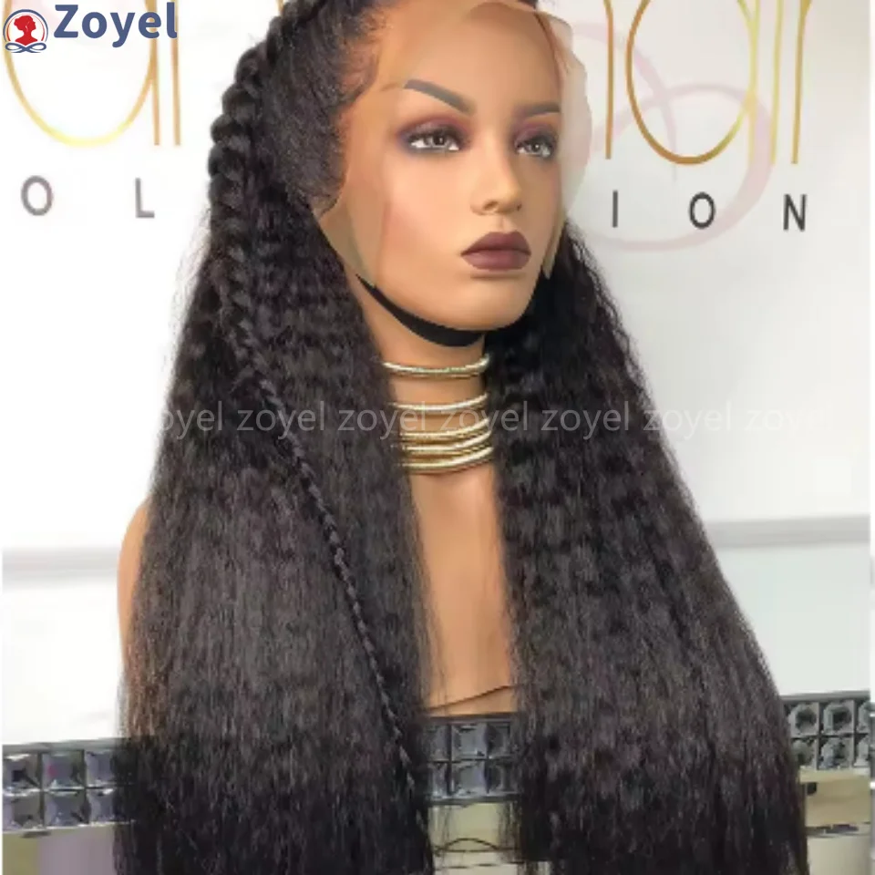 180Density Natural Black Preplucked Soft 26Inch Glueless Long Yaki Kinky Straight Lace Front Wig For Women With Baby Hair Daily
180Density Natural Black Preplucked Soft 26Inch Glueless Long Yaki Kinky Straight Lace Front Wig For Women With Baby Hair Daily