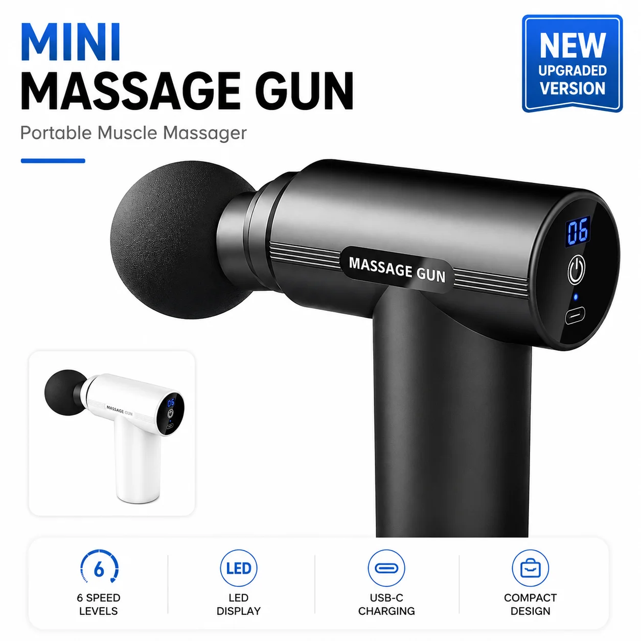 Mini Massage Gun Deep Tissue Muscle Massager Percussion Fascia Gun LED Display 6 Speed Fitness Recovery Device
Mini Massage Gun Deep Tissue Muscle Massager Percussion Fascia Gun LED Display 6 Speed Fitness Recovery Device