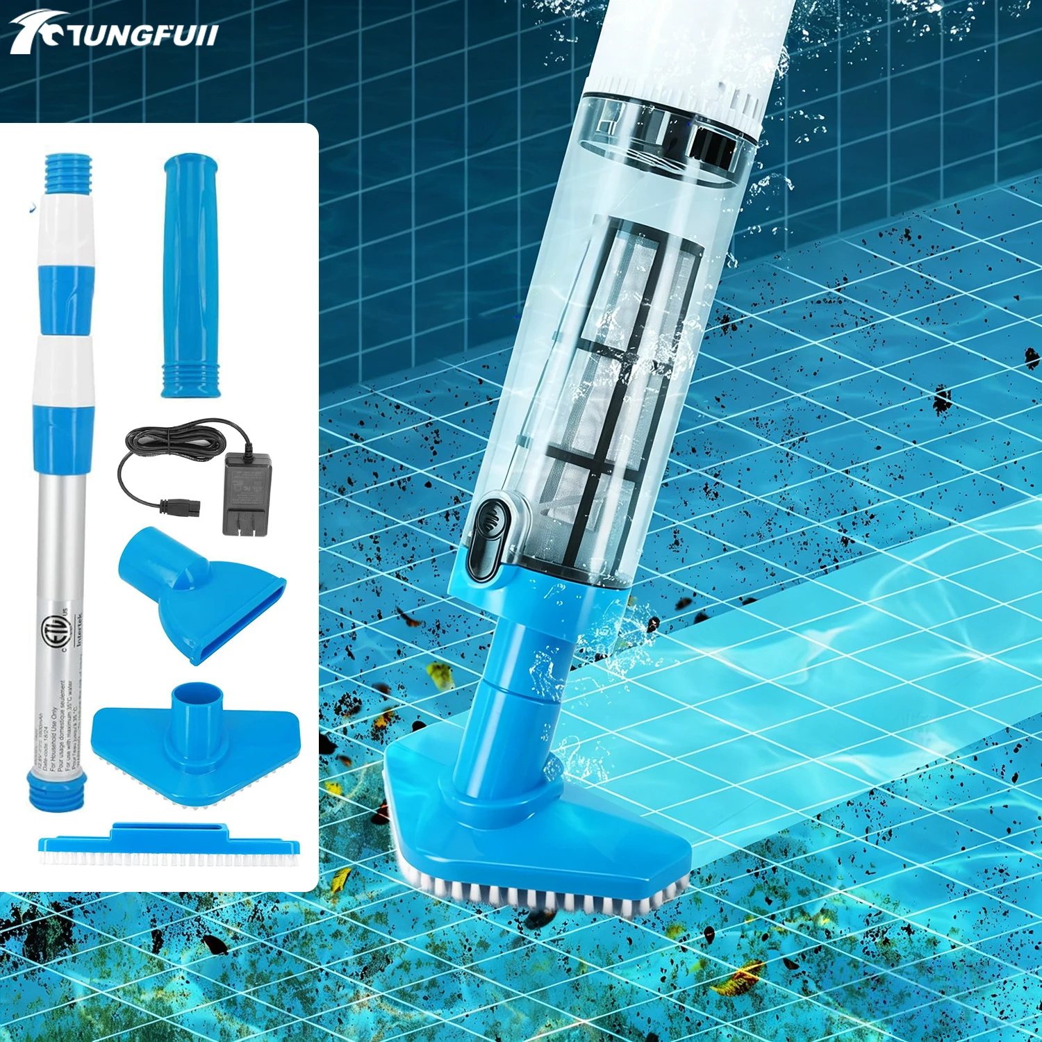 3 in 1 Cordless Pool Vacuum Cleaner Rechargeable Handheld Underwater Spa Hot Tub Pool Sand Debris Cleaner with Telescopic Pole
3 in 1 Cordless Pool Vacuum Cleaner Rechargeable Handheld Underwater Spa Hot Tub Pool Sand Debris Cleaner with Telescopic Pole