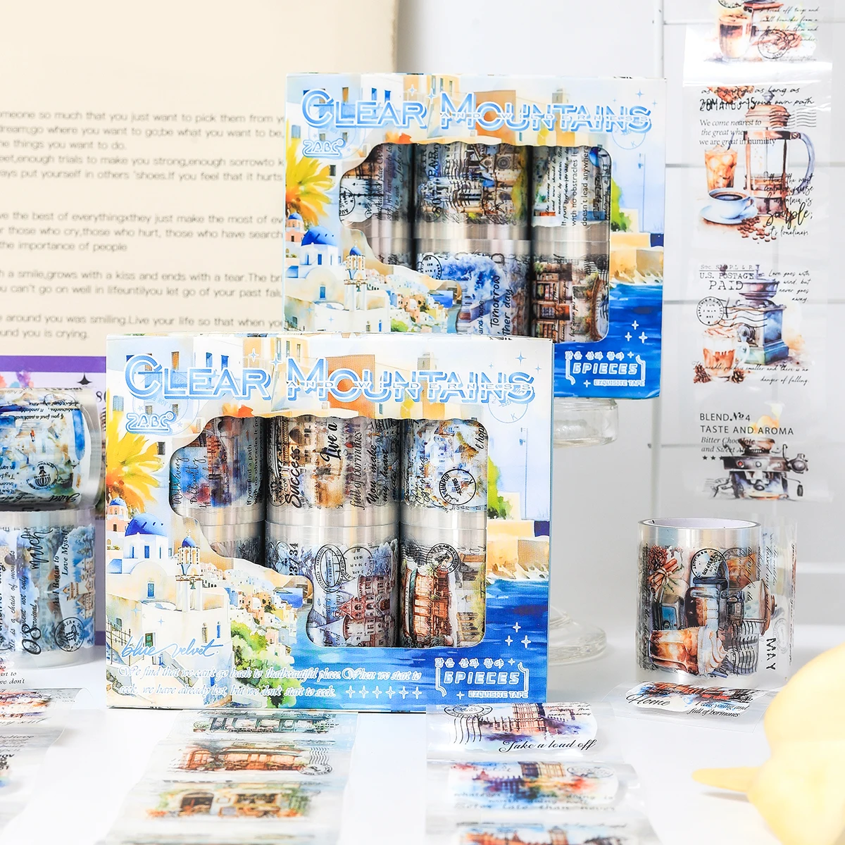 6 rolls/box of retro architectural pattern PET sticker set, suitable for scrapbook decoration, gifts for friends
6 rolls/box of retro architectural pattern PET sticker set, suitable for scrapbook decoration, gifts for friends