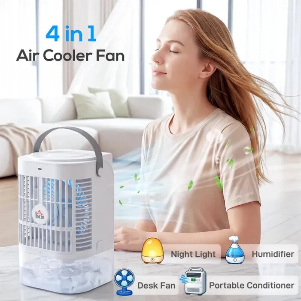 Portable Air Conditioner, 4-in-1 Mini Air Cooler with 4 Wind Speed, 2 Mist Mode, RGB 7 LED Light
Portable Air Conditioner, 4-in-1 Mini Air Cooler with 4 Wind Speed, 2 Mist Mode, RGB 7 LED Light