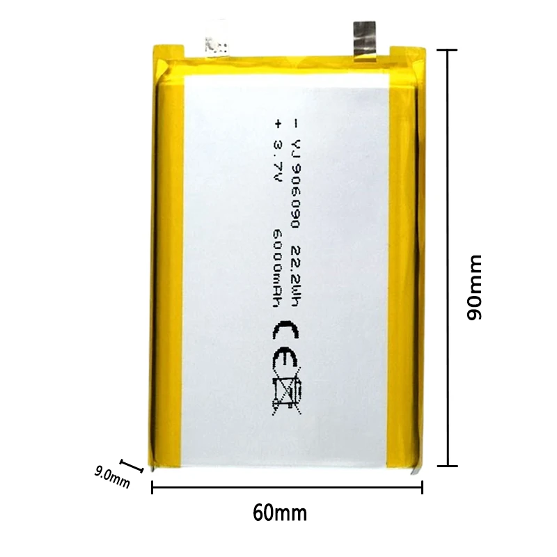 906090 3.7V 6000mAh Rechargeable Li-ion Battery for Bluetooth Speaker Camping LED Light GPS Navigator Tablet DIY Power Bank
906090 3.7V 6000mAh Rechargeable Li-ion Battery for Bluetooth Speaker Camping LED Light GPS Navigator Tablet DIY Power Bank