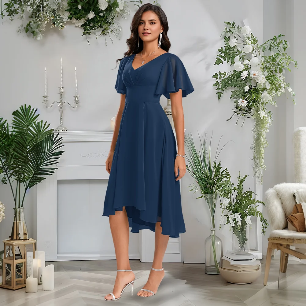 Elegant Celadon A-Line V-Neck Bridesmaid Dresses Asymmetrical Chiffon With Ruffle Short Sleeve For Wedding Party Guest Dress
Elegant Celadon A-Line V-Neck Bridesmaid Dresses Asymmetrical Chiffon With Ruffle Short Sleeve For Wedding Party Guest Dress
