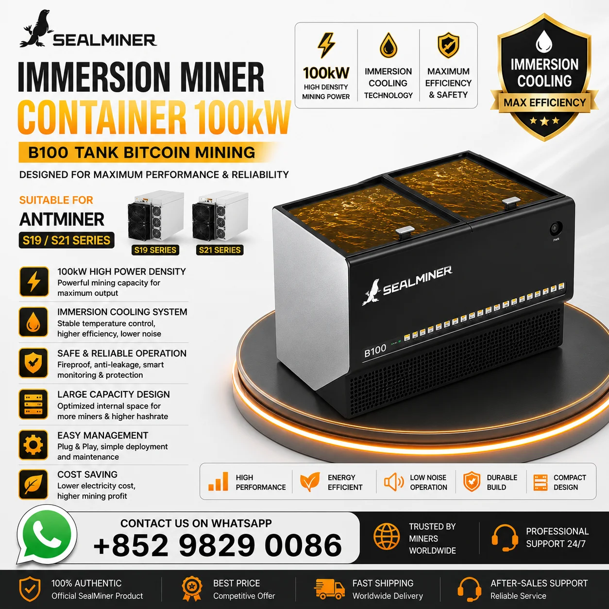 YUAN LONG OFFER _ Immersion Miner Container 100kW B100 Tank Bitcoin Mining for Asic S19 S21 Miner
YUAN LONG OFFER _ Immersion Miner Container 100kW B100 Tank Bitcoin Mining for Asic S19 S21 Miner