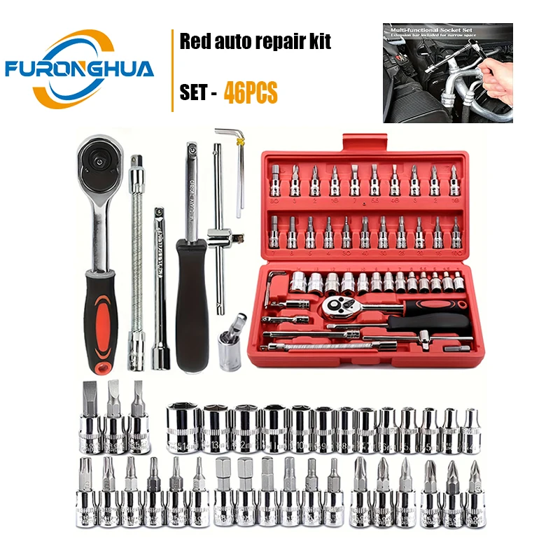 46PCS 1/4" Drive Metric Socket Set CR-V S2 Bits, Ratchet Wrench Kit with 4-14mm Sockets & Extensions for Auto Repair Tools
46PCS 1/4" Drive Metric Socket Set CR-V S2 Bits, Ratchet Wrench Kit with 4-14mm Sockets & Extensions for Auto Repair Tools