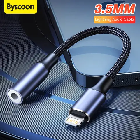 Byscoon Yıldırım 3 5mm Jack AUX Kablo Adaptörü iPhone 12 13 14 11 Pro XS Max XR 7 8 Kulaklık Konektörü Ses aksesuarları