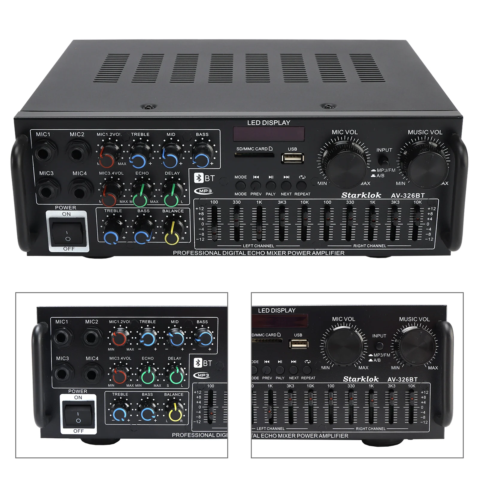 2500W Peak Stereo HiFi Power Amplifier Bluetooth5.4 FM USB EQ Mixer for Car Home
2500W Peak Stereo HiFi Power Amplifier Bluetooth5.4 FM USB EQ Mixer for Car Home