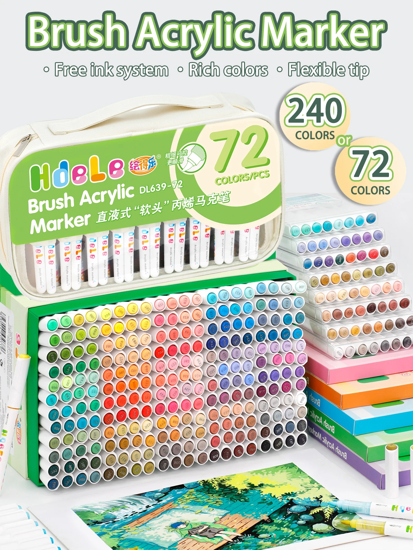 Hdele 240/72/24/8 Colors Brush Acrylic Marker Pens Set,Handbook Writing,DlY Graffiti Drawing,Student Art Acrylic Paint Pens
Hdele 240/72/24/8 Colors Brush Acrylic Marker Pens Set,Handbook Writing,DlY Graffiti Drawing,Student Art Acrylic Paint Pens