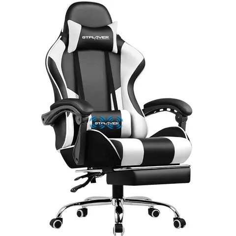 Chaise de jeu GTPLAYER avec repose-pieds, support lombaire, hauteur réglable, siège pivotant, appui-tête pour le bureau ou les jeux