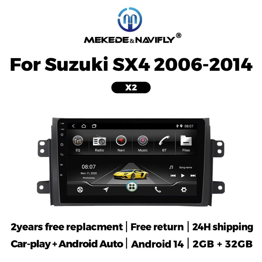 NAVIFLY&MEKEDE 9'' Multimedia For Suzuki SX4 2006-2014 Android 14 Car Radio Wireless Carplay Auto Stereo GPS Navigation BT DVD
NAVIFLY&MEKEDE 9'' Multimedia For Suzuki SX4 2006-2014 Android 14 Car Radio Wireless Carplay Auto Stereo GPS Navigation BT DVD