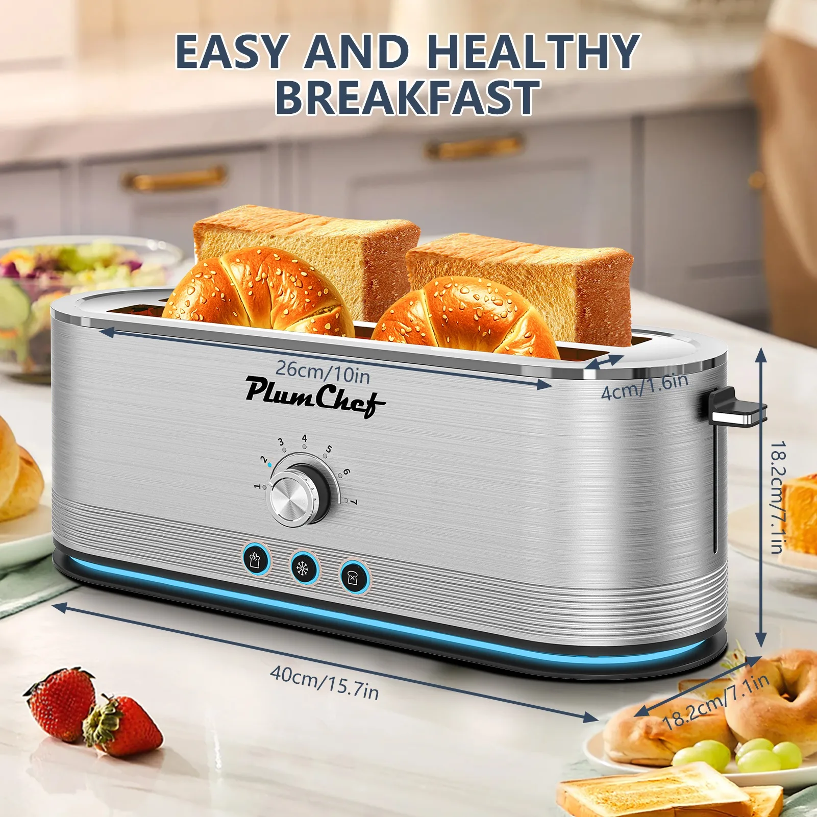 Тостер Plum Chef из 4 ломтиков из нержавеющей стали
Тостер Plum Chef из 4 ломтиков из нержавеющей стали