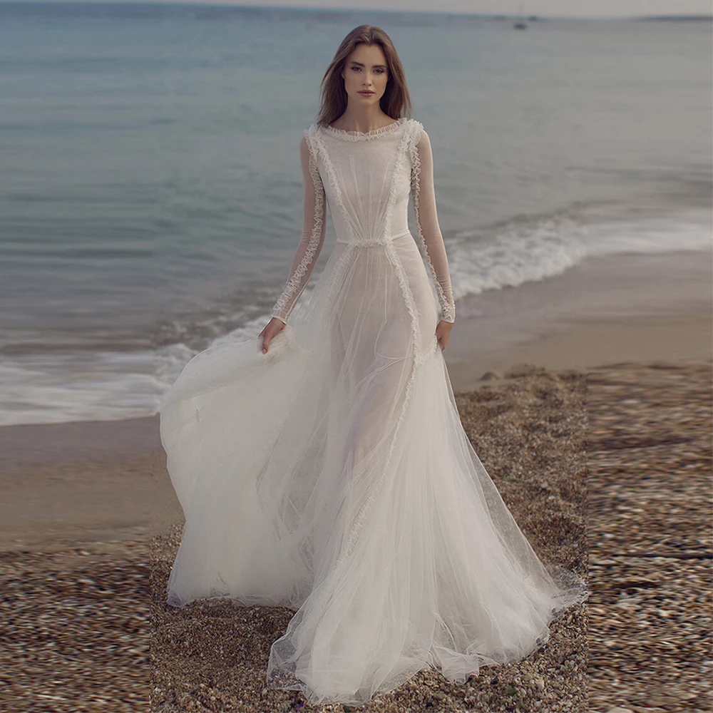 Elegant Ivory Tulle Formal Prom Dresses Jewel Neck Occasion Party Gowns Ruffles Long Sleeves Floor Length A-Line فساتين السهرة
Elegant Ivory Tulle Formal Prom Dresses Jewel Neck Occasion Party Gowns Ruffles Long Sleeves Floor Length A-Line فساتين السهرة