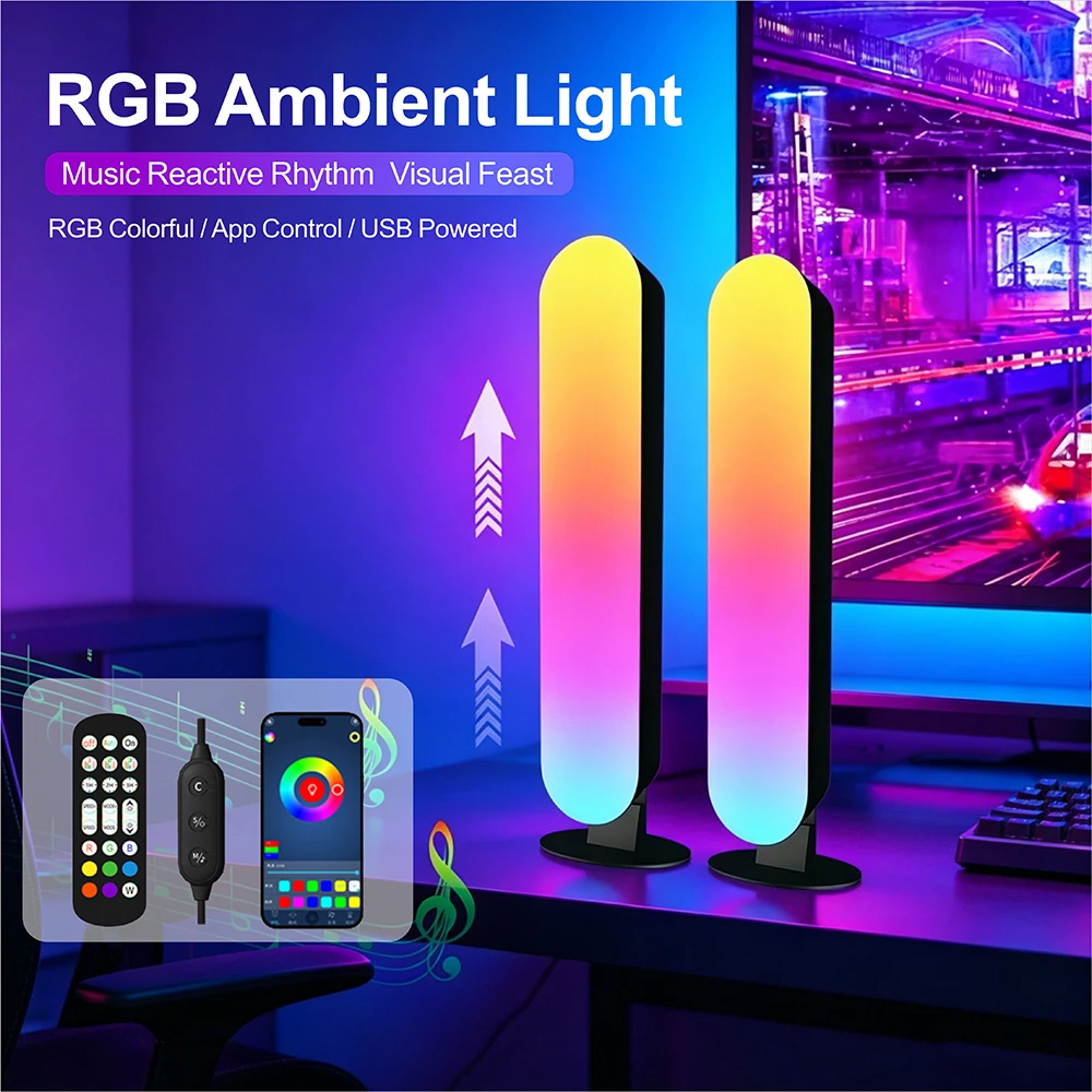 USB APP Bluetooth Remote Control RGB Ambient Light Bar Smart APP Remote Control Music Sync TV Gaming Room Desktop Decor Lamp USB
USB APP Bluetooth Remote Control RGB Ambient Light Bar Smart APP Remote Control Music Sync TV Gaming Room Desktop Decor Lamp USB