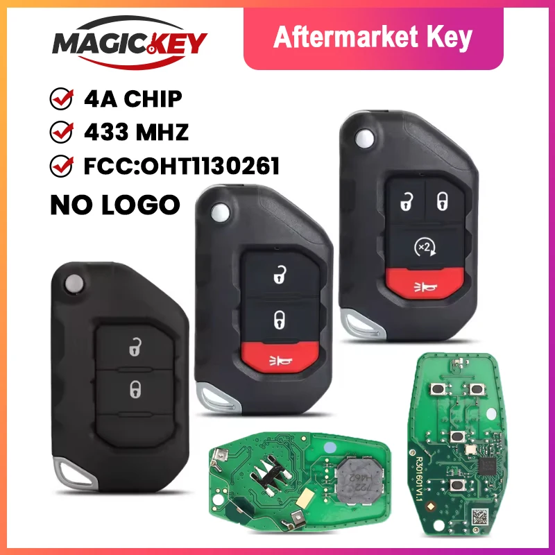 MAGICKEY OHT1130261 68416-782AA For Jeep Wrangler Gladiator 2018-2025 Keyless Flip Key Car Key 433.92MHz ASK PCF7939M 4A CHIP
MAGICKEY OHT1130261 68416-782AA For Jeep Wrangler Gladiator 2018-2025 Keyless Flip Key Car Key 433.92MHz ASK PCF7939M 4A CHIP