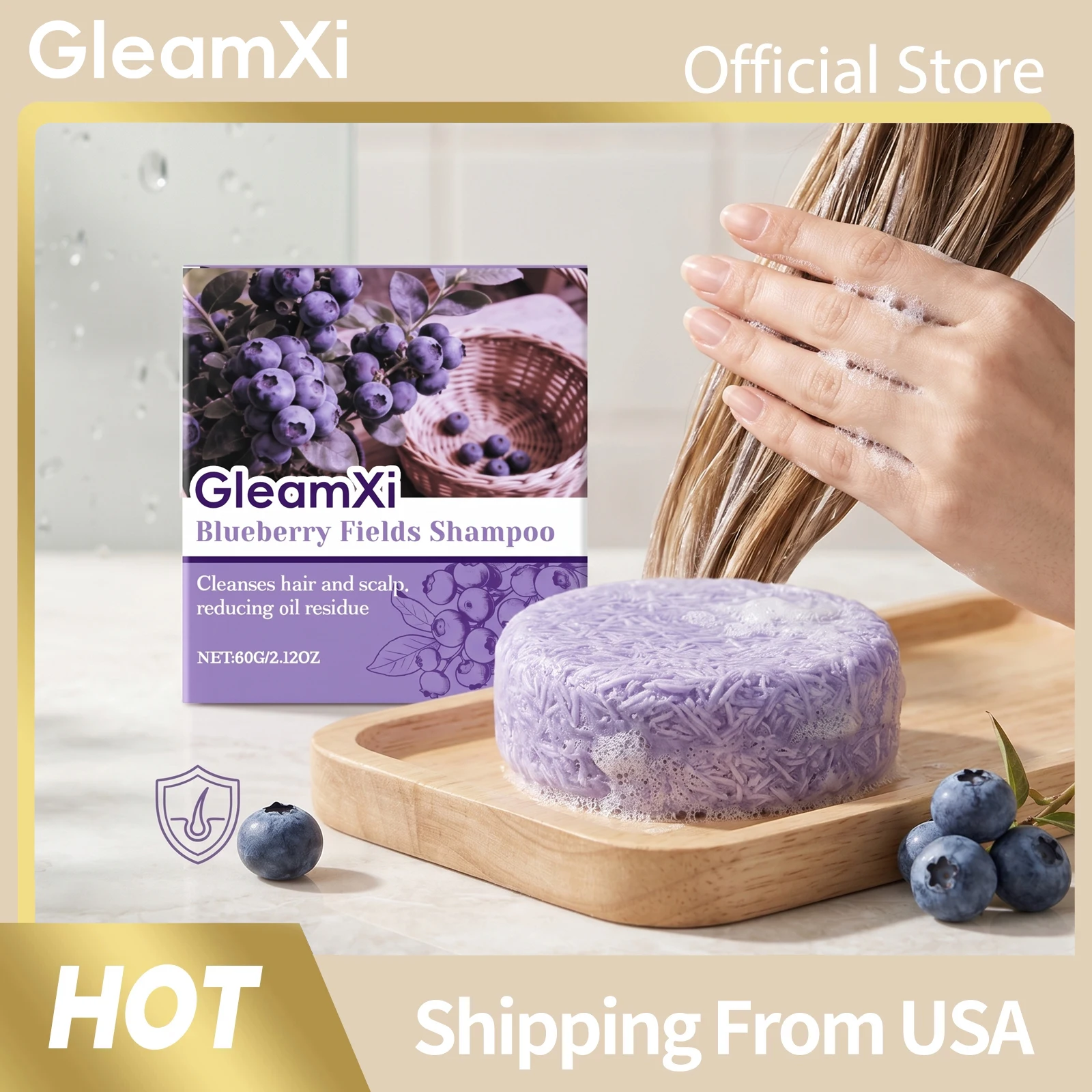Blueberry Shampoo Bar Glossy Fluffy Hair Gentle Cleansing Scalp Strengthen Root Rich Foam Oil-Control Refreshing Shampoo Soap
Blueberry Shampoo Bar Glossy Fluffy Hair Gentle Cleansing Scalp Strengthen Root Rich Foam Oil-Control Refreshing Shampoo Soap