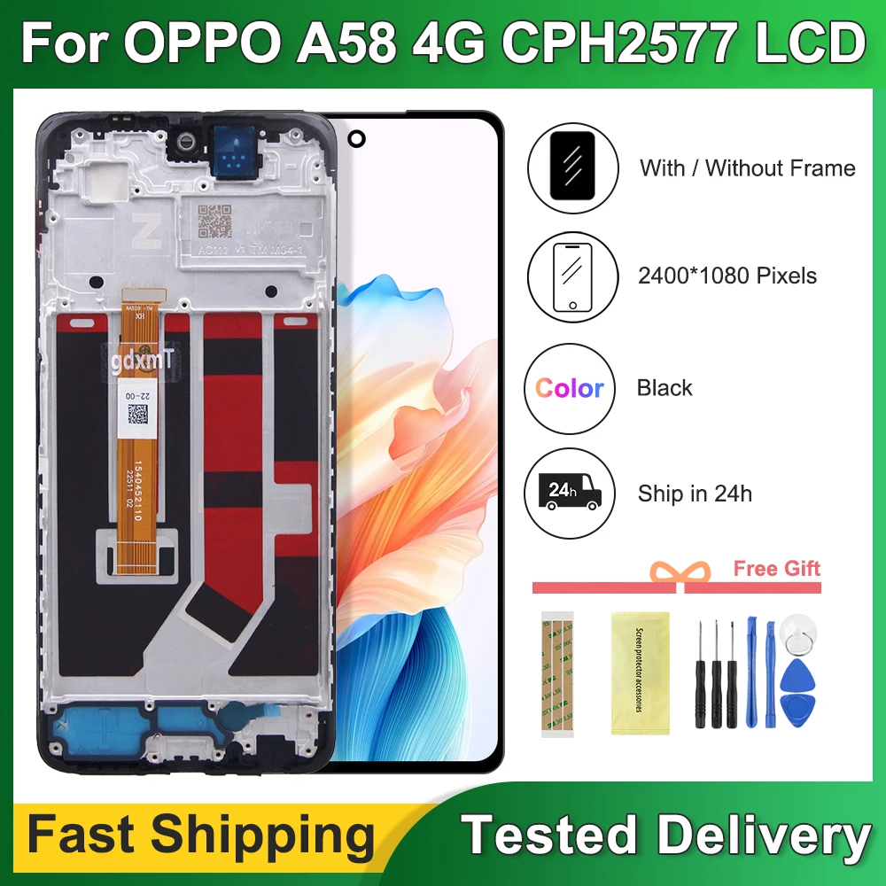 6.72" IPS For Oppo A58 4G LCD Display Touch Screen with Frame, For OPPO A58 4G CPH2577 Display Assembly Replacement
6.72" IPS For Oppo A58 4G LCD Display Touch Screen with Frame, For OPPO A58 4G CPH2577 Display Assembly Replacement