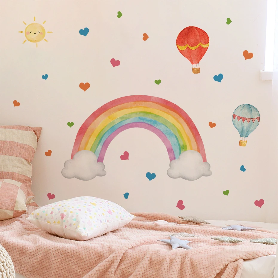 Cartoon Rainbow Hot Air Balloon Watercolor Wall Sticker Child Room Girls Room Decal Kids Baby Room BedRoom Home Decoration
Cartoon Rainbow Hot Air Balloon Watercolor Wall Sticker Child Room Girls Room Decal Kids Baby Room BedRoom Home Decoration