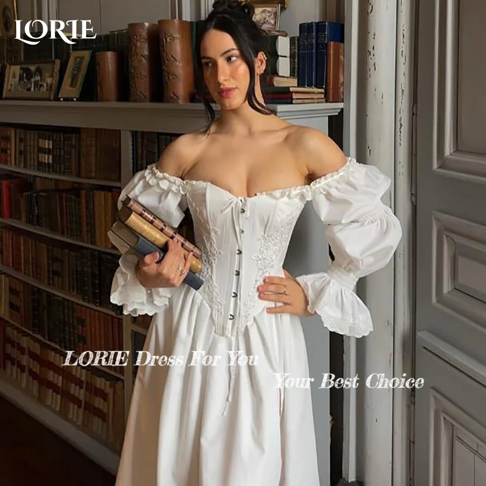 LORIE Lace Vintage Wedding Dresses Applique Puff Sleeve A-Line Backless Boho Bridal Gown Customized Party Dresses 2026 Club Gown
LORIE Lace Vintage Wedding Dresses Applique Puff Sleeve A-Line Backless Boho Bridal Gown Customized Party Dresses 2026 Club Gown