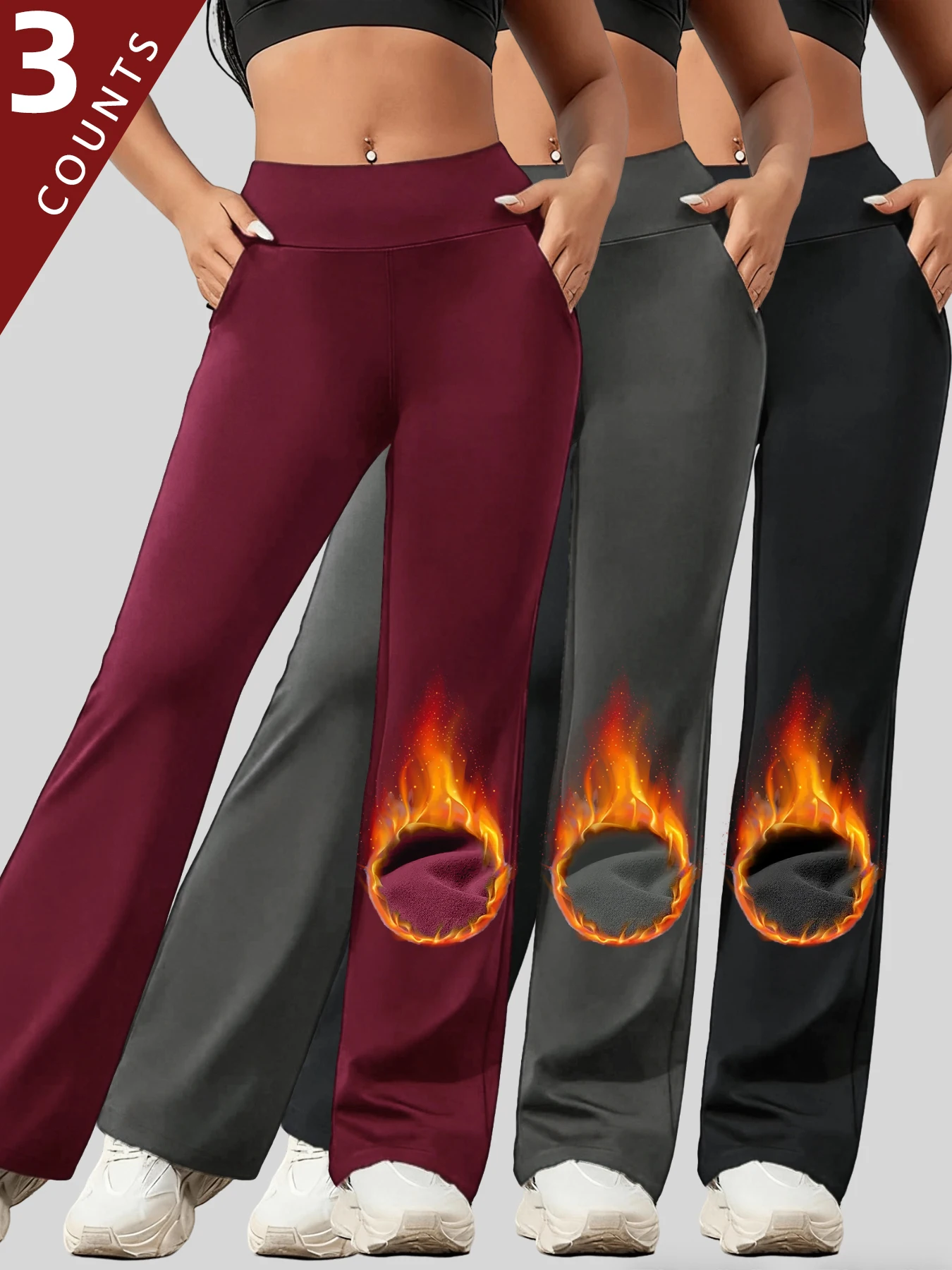 3PCS Women's High Waist Fleece-lined Flared Pants,Slimming Bell Bottom Sports Yoga Pants,Stretch Fabric, Flare Fit For Yoga Pant
3PCS Women's High Waist Fleece-lined Flared Pants,Slimming Bell Bottom Sports Yoga Pants,Stretch Fabric, Flare Fit For Yoga Pant