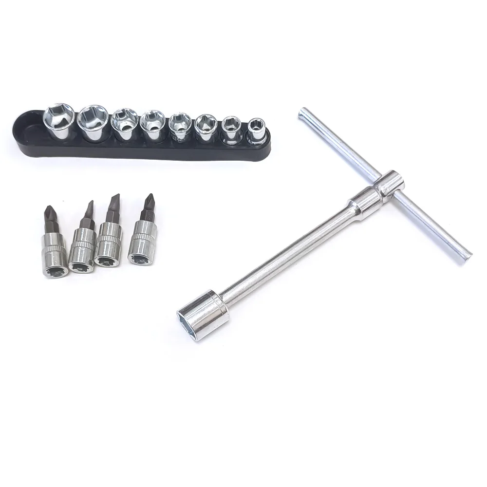 15Pcs Socket Set Sockets And Screwdriver Bit Socket Extension Bar T Bar Multifunctional Bicycle Repair Tools
15Pcs Socket Set Sockets And Screwdriver Bit Socket Extension Bar T Bar Multifunctional Bicycle Repair Tools
