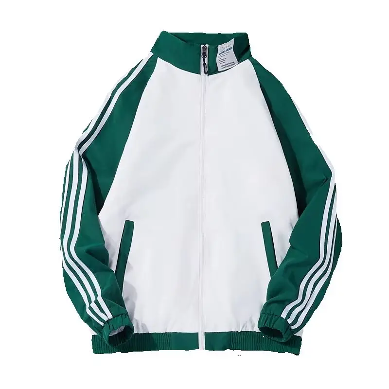 Men's 3-Stripe Long Sleeve Jacket - Color Block Stand Collar Design with Breathable Mesh Inner Layer
Men's 3-Stripe Long Sleeve Jacket - Color Block Stand Collar Design with Breathable Mesh Inner Layer
