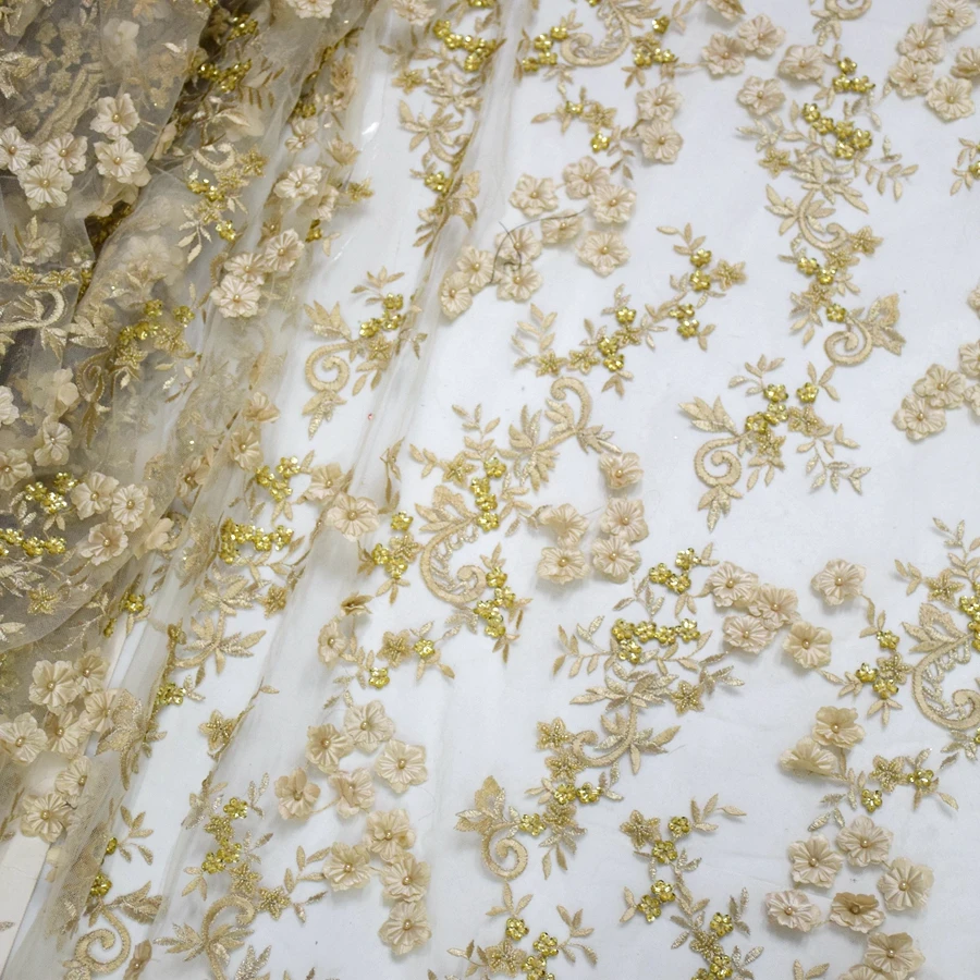 Beautifully 3D Flower Handmade Lace With Beads And Sequins For Women Dress Fabrics HY0579
Beautifully 3D Flower Handmade Lace With Beads And Sequins For Women Dress Fabrics HY0579