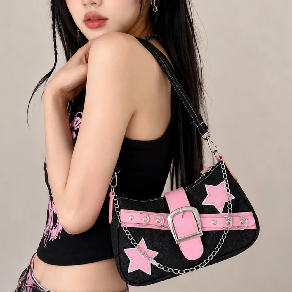 Fashion Y2k Underarm Bag Mini Handbags Star Pattern and Retro Rivet Shoulder Bag Small Square Shape Chain Commuting Armpit Bag
Fashion Y2k Underarm Bag Mini Handbags Star Pattern and Retro Rivet Shoulder Bag Small Square Shape Chain Commuting Armpit Bag