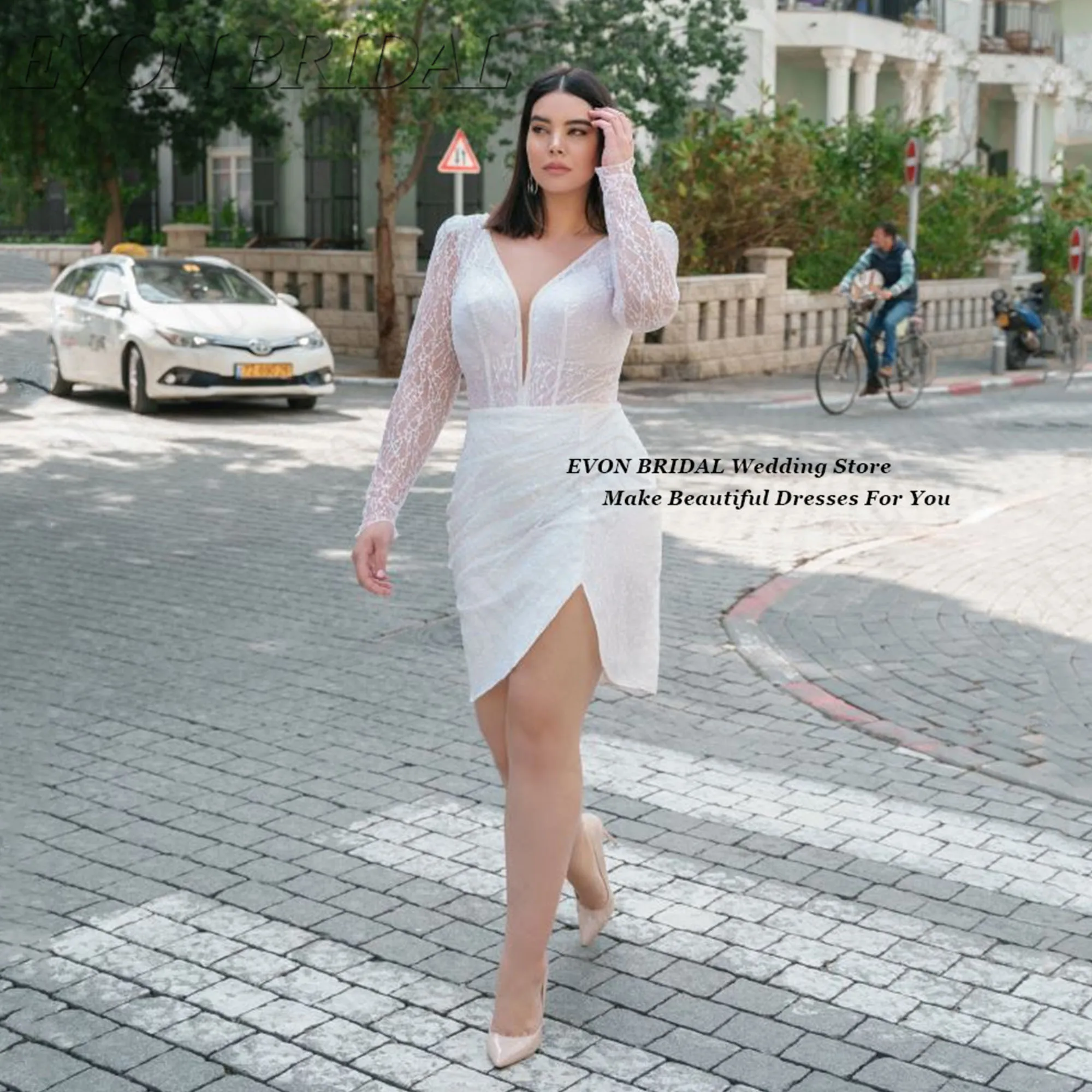 Кружевное короткое свадебное платье с v-образным вырезом, большие размеры, с длинным рукавом, изысканное элегантное платье невесты, платья подружки невесты по индивидуальному заказу EVON BRIDAL
Кружевное короткое свадебное платье с v-образным вырезом, большие размеры, с длинным рукавом, изысканное элегантное платье невесты, платья подружки невесты по индивидуальному заказу EVON BRIDAL