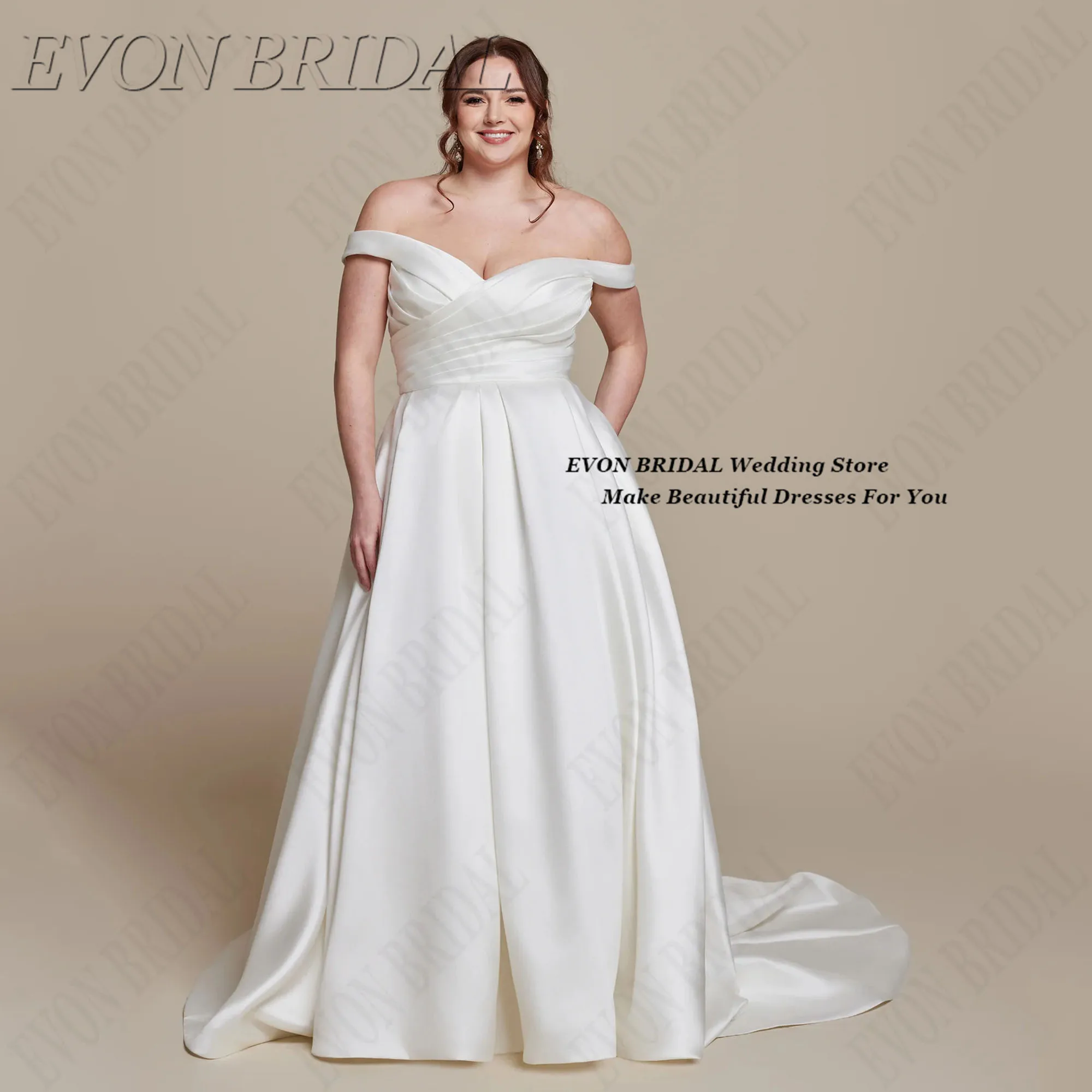 Satin Plus Size Wedding Dresses A-Line Elegant Woman Bride Dresses Simple Women Party Wedding Gowns EVON BRIDAL Customized
Satin Plus Size Wedding Dresses A-Line Elegant Woman Bride Dresses Simple Women Party Wedding Gowns EVON BRIDAL Customized