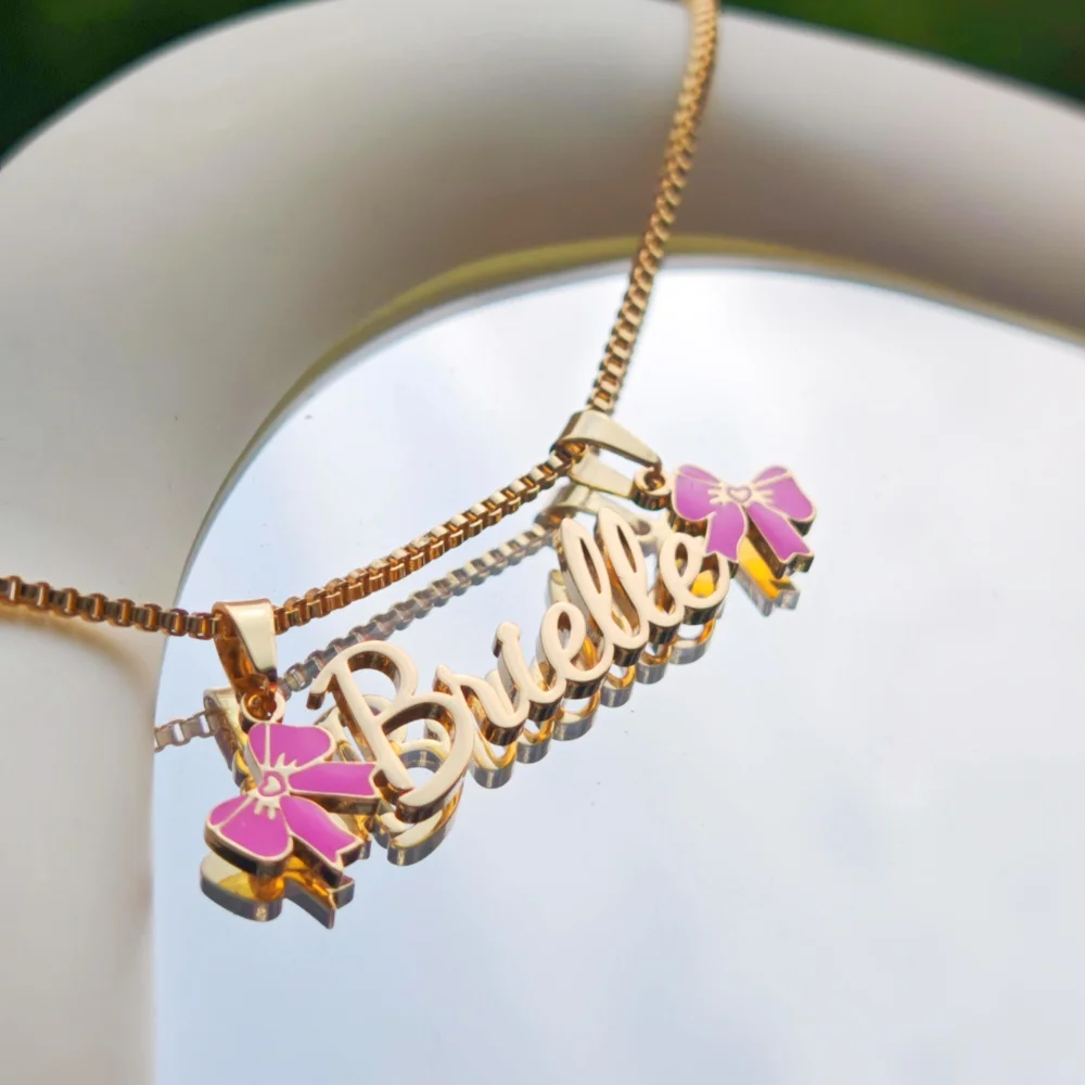LeeChee Enamel Pink Bow Custom Sliding Pendant Necklace For Girls Stainless Steel Jewelry Gift
LeeChee Enamel Pink Bow Custom Sliding Pendant Necklace For Girls Stainless Steel Jewelry Gift
