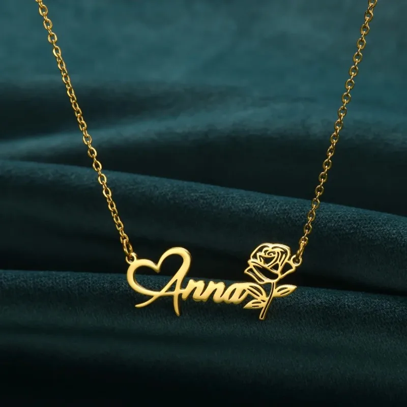 Custom Rose Flower Name Necklace Personalized Metal Nameplate Pendant Fashion Jewelry Gift for Mom Teen Girls
Custom Rose Flower Name Necklace Personalized Metal Nameplate Pendant Fashion Jewelry Gift for Mom Teen Girls