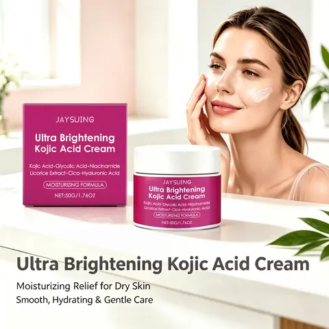 Jaysuing Kojic Acid Face Cream Ultra Brightening Skin Tone Correcting Centella Extract Barrier Repair Hydrating Soothing Moisturizing Daily Care