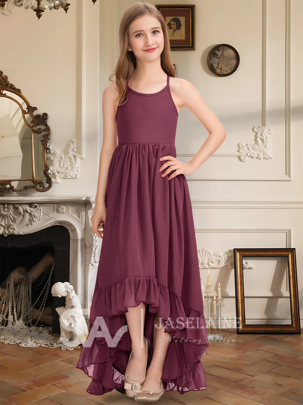 A Elegant Junior Bridesmaid Dress Scoop Chiffon A Line Asymmetrical Skirt Bow Flower Girl Dress Girls Formal Wear Wedding Party
A Elegant Junior Bridesmaid Dress Scoop Chiffon A Line Asymmetrical Skirt Bow Flower Girl Dress Girls Formal Wear Wedding Party