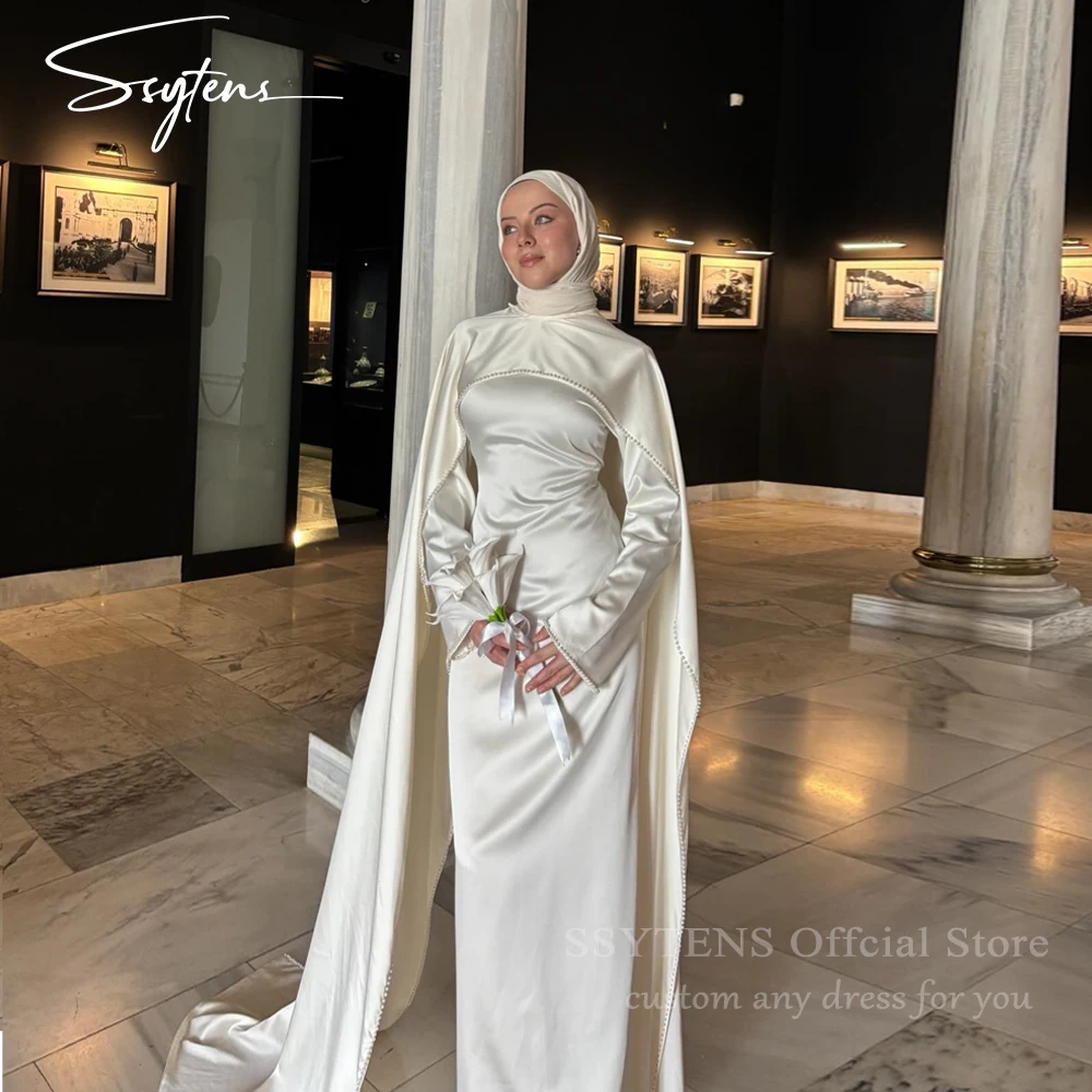 SSYTENS Modest Muslim Wedding Dresses Customized Bride Ivory Mermaid Pearls Shawl Arabic Bridal Gowns Arabic Long Robe De Mariée
SSYTENS Modest Muslim Wedding Dresses Customized Bride Ivory Mermaid Pearls Shawl Arabic Bridal Gowns Arabic Long Robe De Mariée
