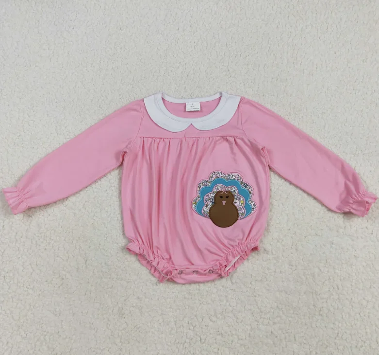 Hot Selling Baby Girl Long Sleeve Fall Bubble Rompers Toddler Girl Turkey Embroidery Badysuits Infant Thanksgiving Day Jumpsuits
Hot Selling Baby Girl Long Sleeve Fall Bubble Rompers Toddler Girl Turkey Embroidery Badysuits Infant Thanksgiving Day Jumpsuits