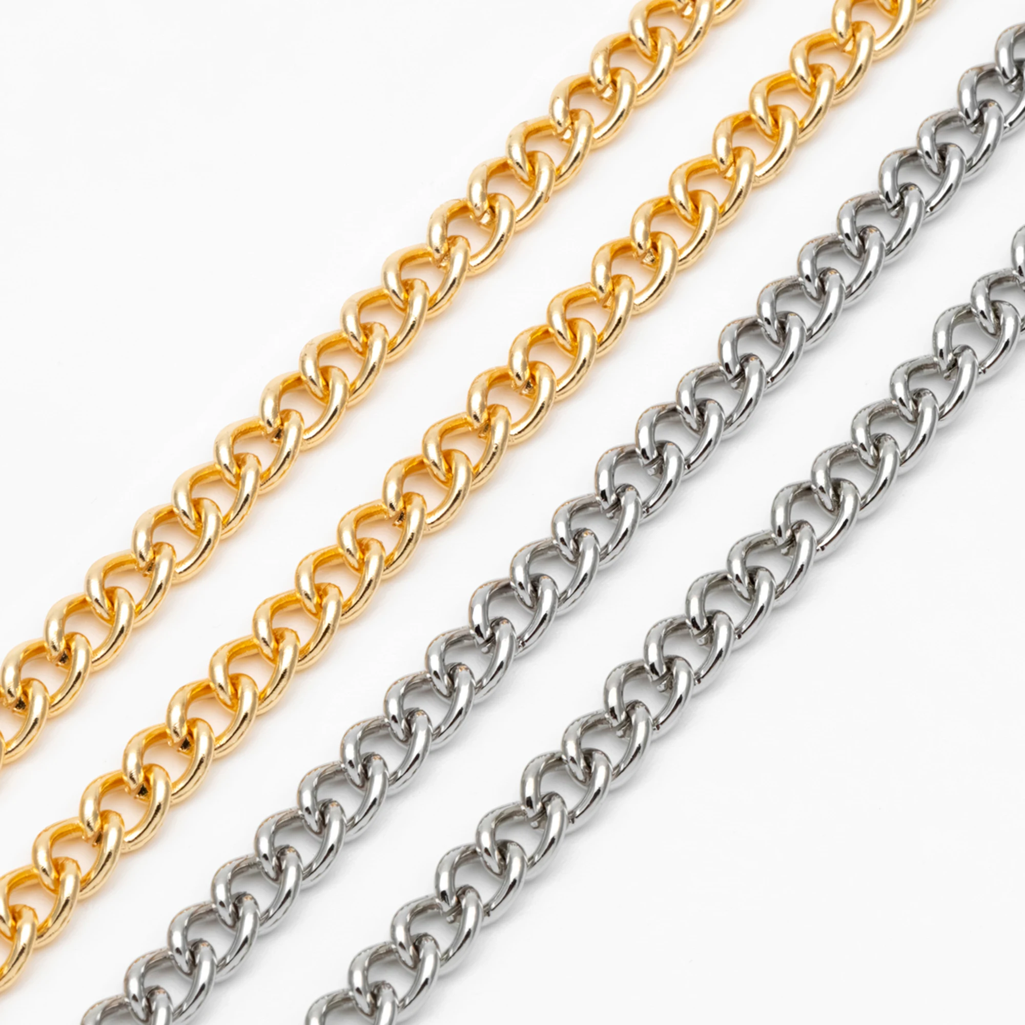 Gold/ Silver Tone Curb Chains 4mm, 18K Gold/ Rhodium Plated Brass, For Jewelry Making Diy Accessories (#LK-249)/ 1 Meter=3.3 ft
Gold/ Silver Tone Curb Chains 4mm, 18K Gold/ Rhodium Plated Brass, For Jewelry Making Diy Accessories (#LK-249)/ 1 Meter=3.3 ft