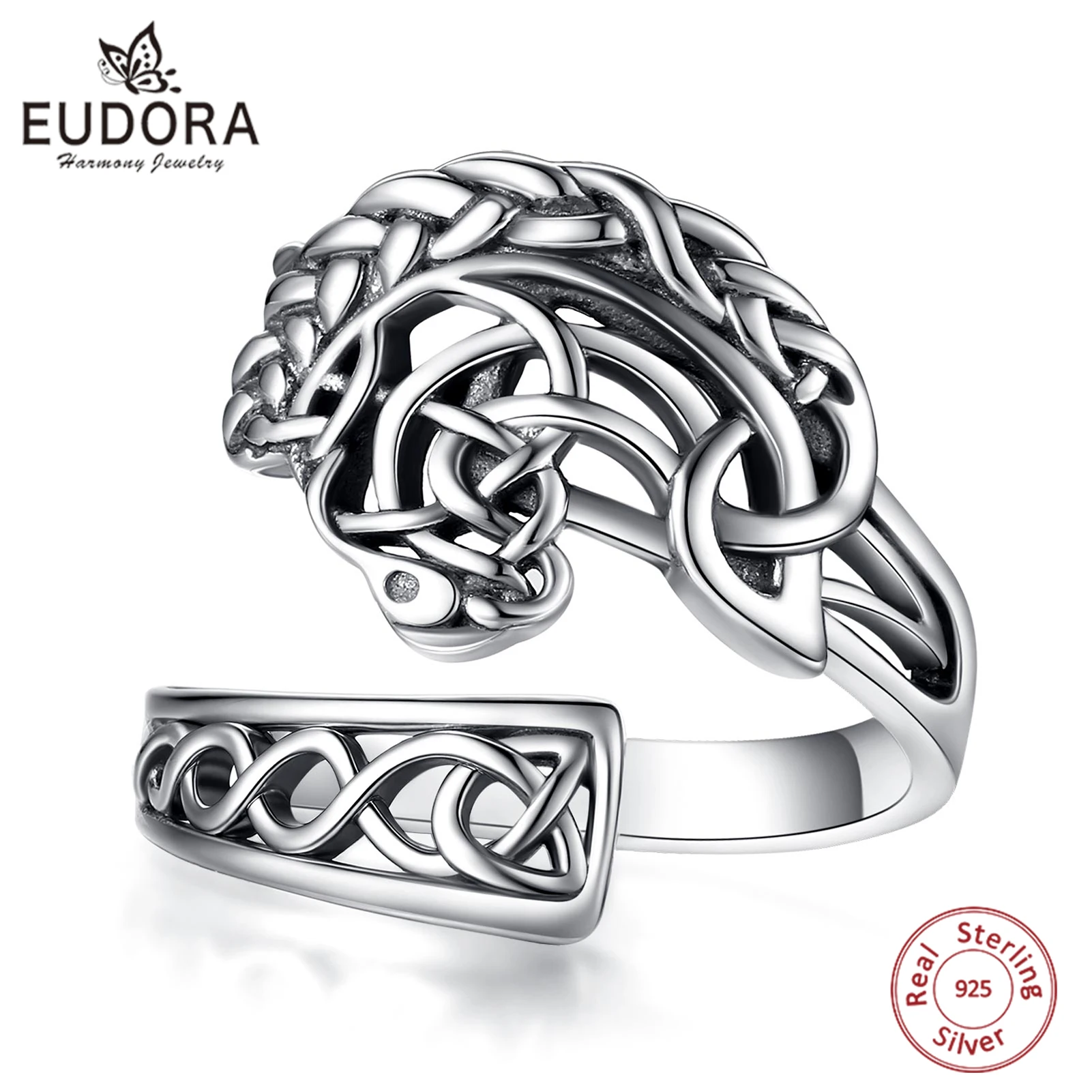 Eudora 925 Sterling Silver Celtic Knot Horse Head Adjustable Ring Horse Open Ring Vintage Equestrian Jewelry Gift for Women Men
Eudora 925 Sterling Silver Celtic Knot Horse Head Adjustable Ring Horse Open Ring Vintage Equestrian Jewelry Gift for Women Men