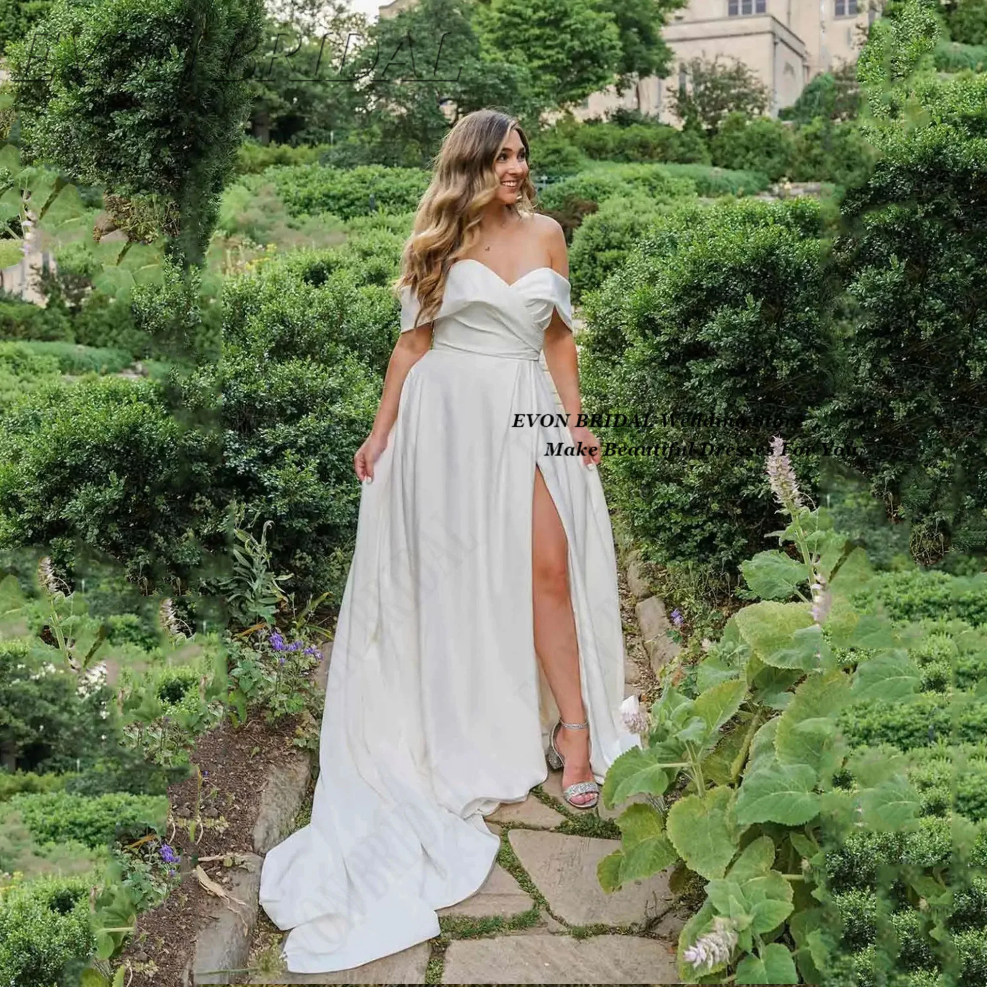 Plus Sizes Bow Bride Dress Off The Shoulder Wedding Dresses Backless Split Vestidos De Novia Small Train EVON BRIDAL Customized
Plus Sizes Bow Bride Dress Off The Shoulder Wedding Dresses Backless Split Vestidos De Novia Small Train EVON BRIDAL Customized